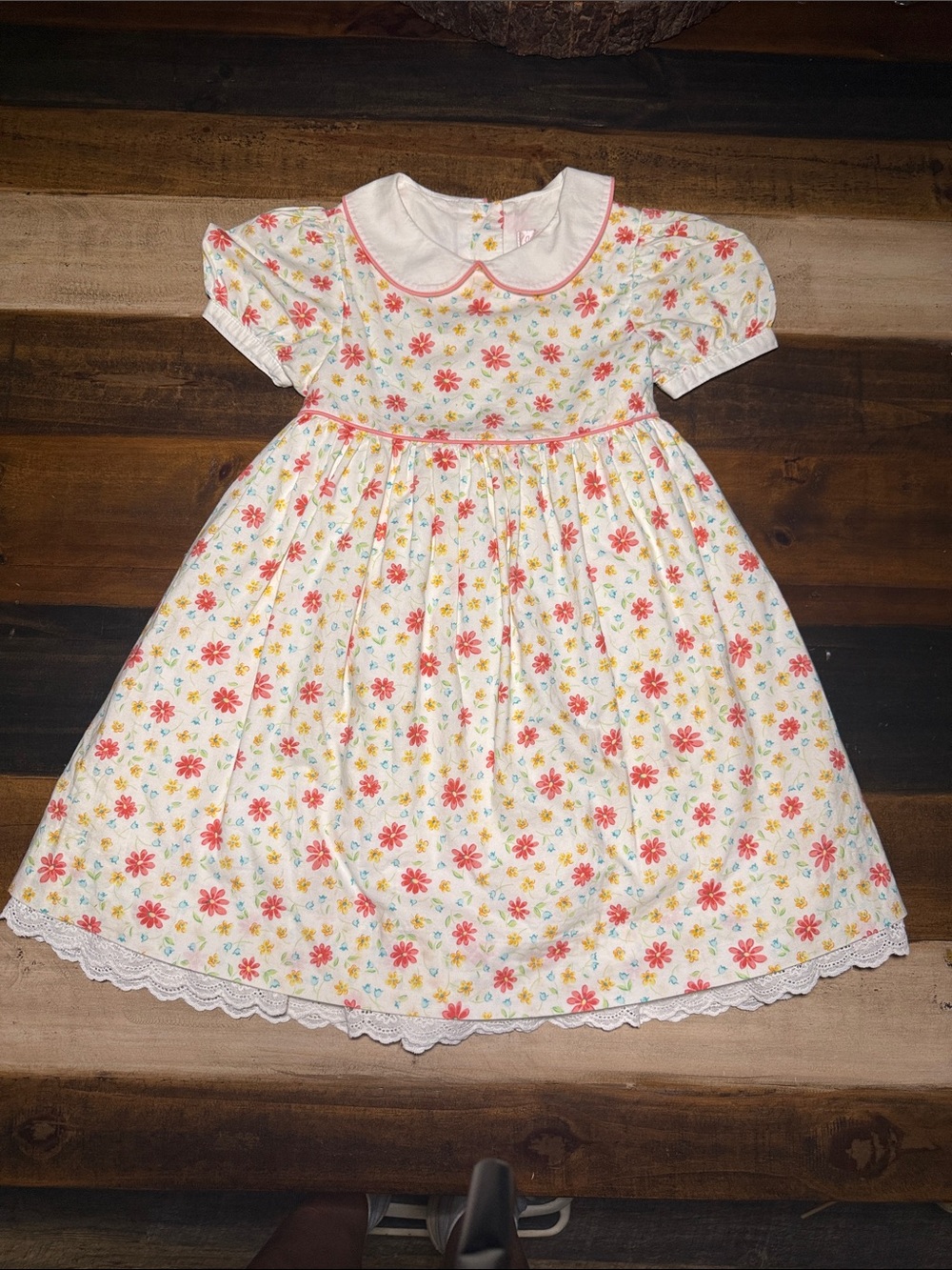 Jillian’s Closet Classic White Floral Collar Kids Dress